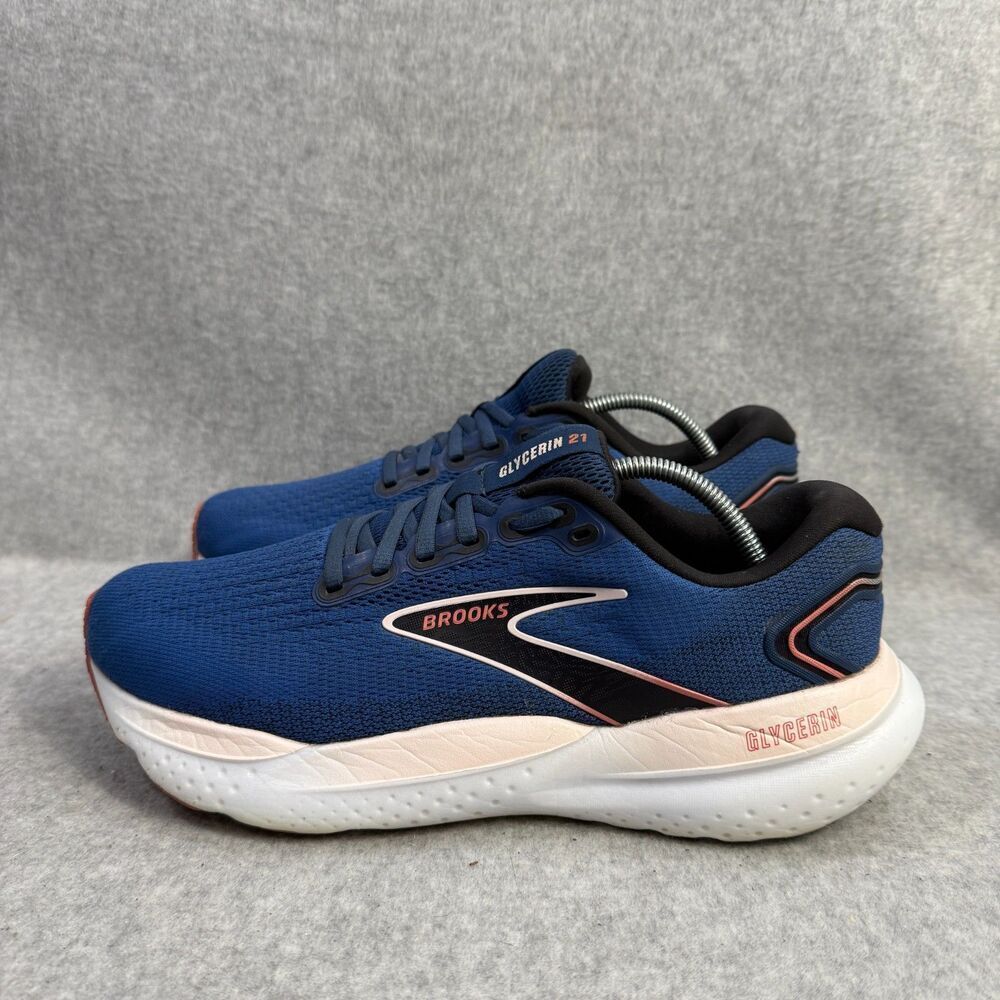 Brooks Shoes Womens Size 9.5 Glycerin 21 Blue White Running Sneakers 1204081B496